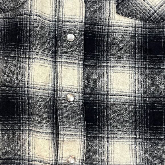 Vintage 70s Pendleton High Grade Western Wear Wool Snap USA Plaid - Men's Large - Picture 2 of 9